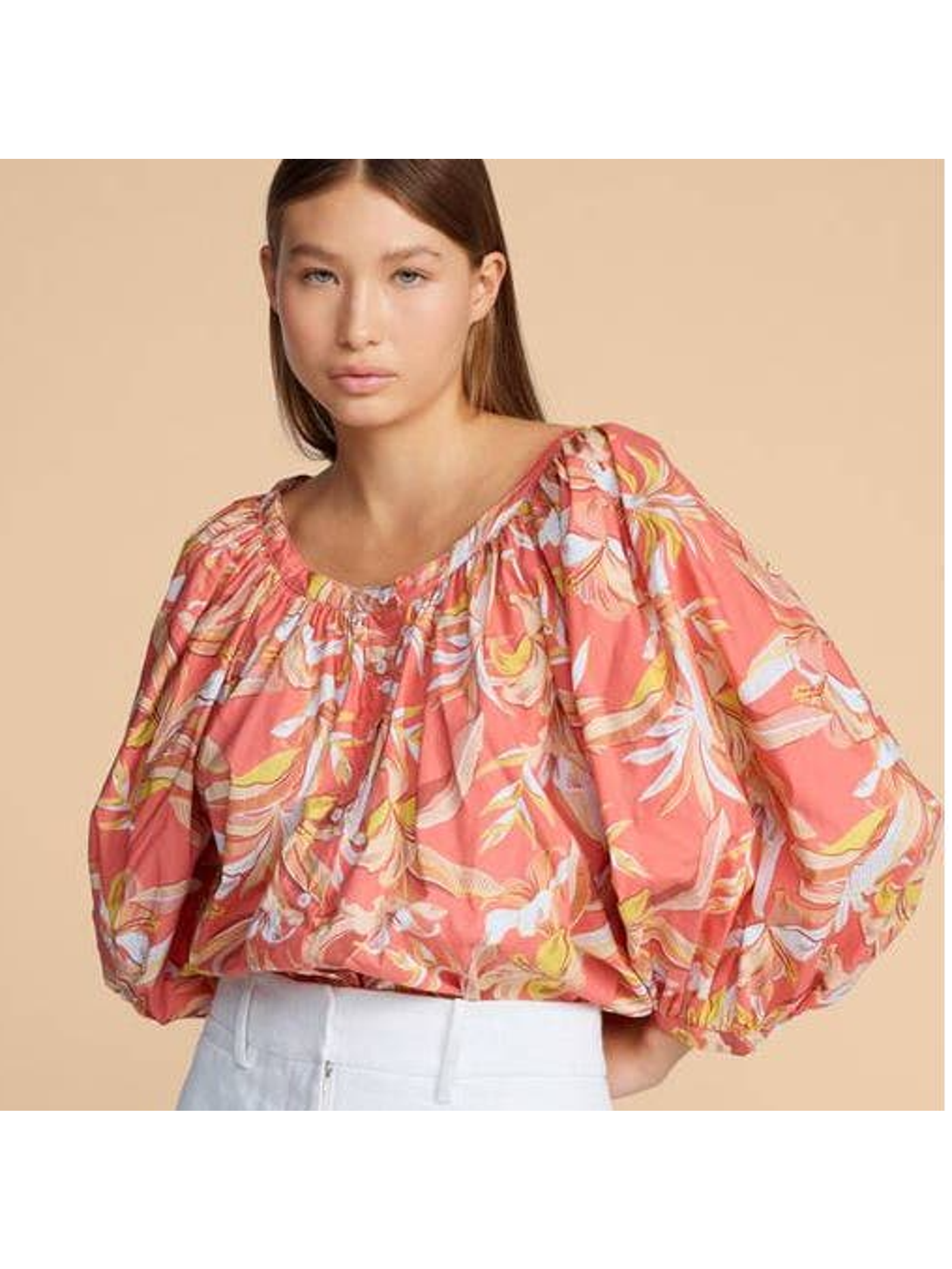 Mikoh Willa Lindi Top Bora Bora Orange Hawaiian Print M Nwt Resort Wear